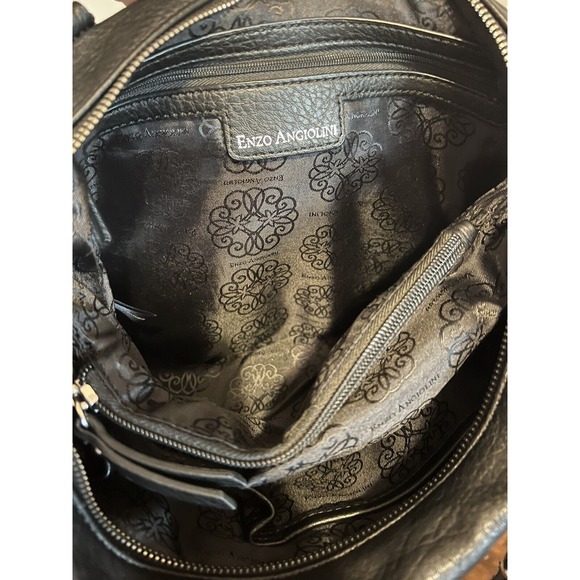 Enzo Angiolini Shoulder Bag Purse, Black Vegan Faux Leather - Picture 3 of 3